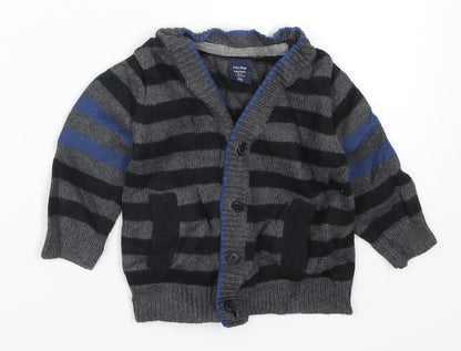 Gap Boys Grey Striped  Cardigan Jumper Size 6-9 Months