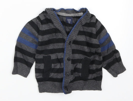 Gap Boys Grey Striped  Cardigan Jumper Size 6-9 Months
