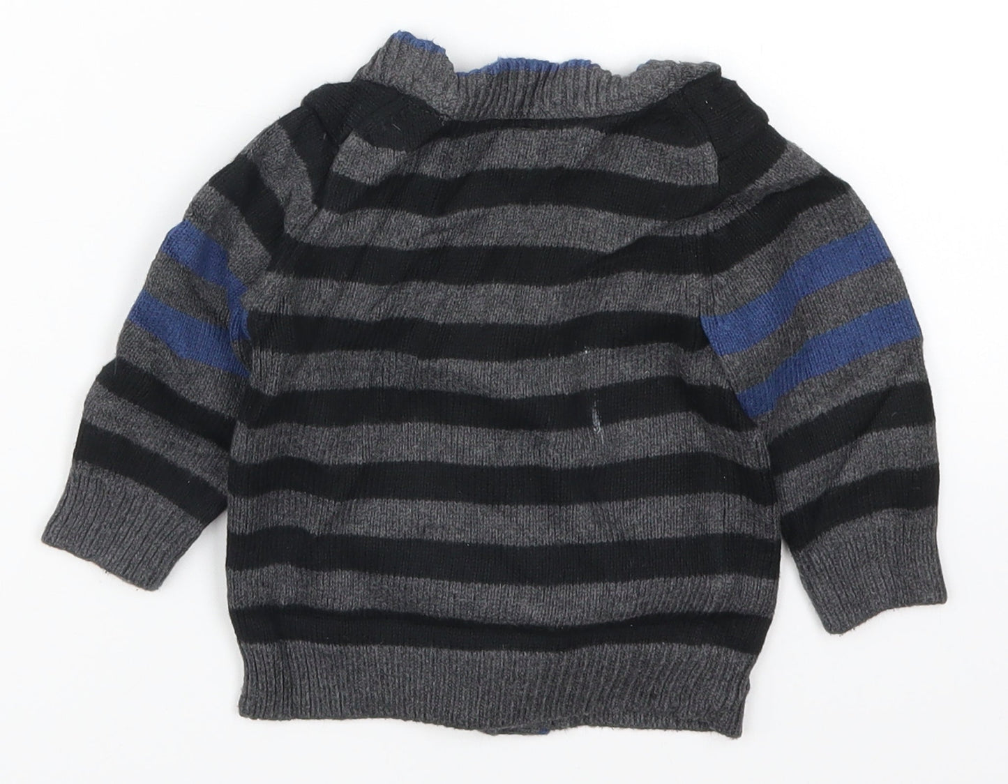 Gap Boys Grey Striped  Cardigan Jumper Size 6-9 Months