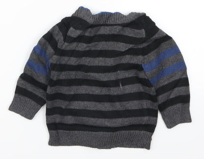 Gap Boys Grey Striped  Cardigan Jumper Size 6-9 Months