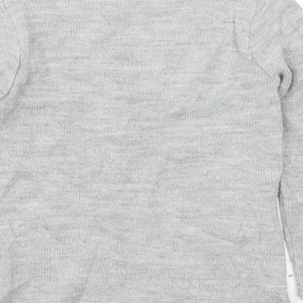 Ty Girls Grey  Knit Pullover Jumper Size 8 Years  - Penguins
