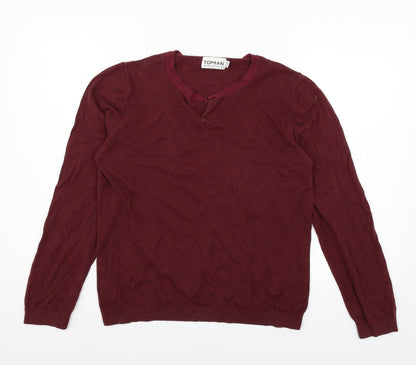 Topman Mens Red  Knit Pullover Jumper Size M