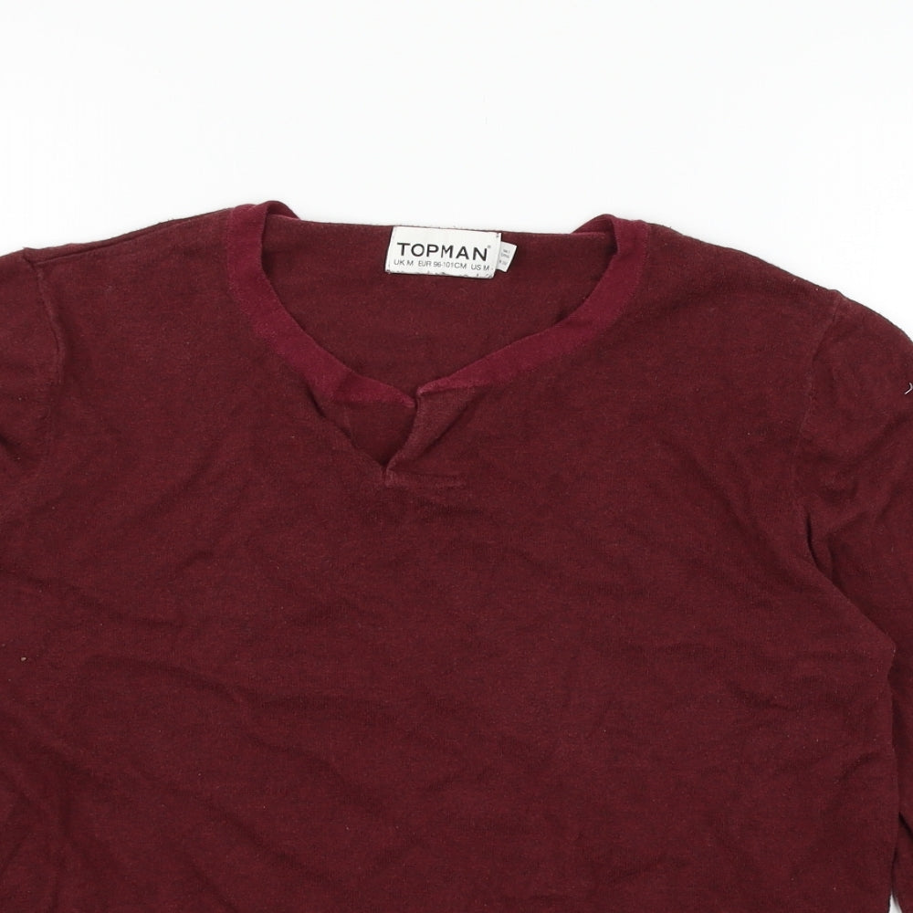 Topman Mens Red  Knit Pullover Jumper Size M