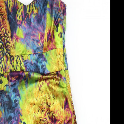 Pop Art Womens Multicoloured Geometric Satin Bodycon  Size 8