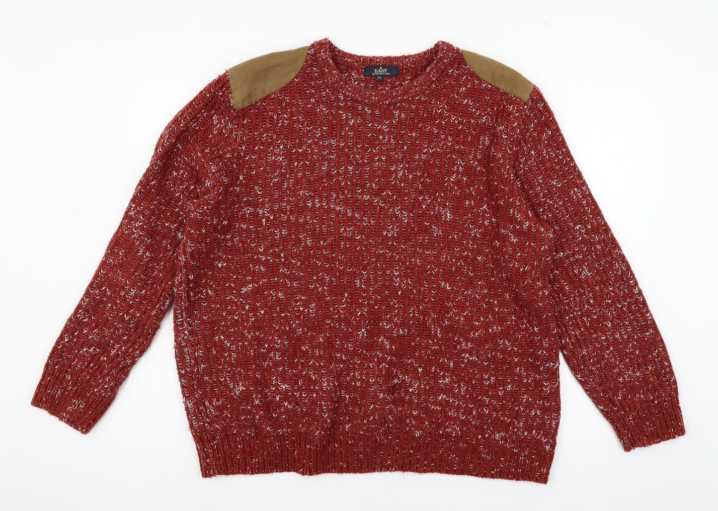 Easy Mens Red  Knit Pullover Jumper Size XL