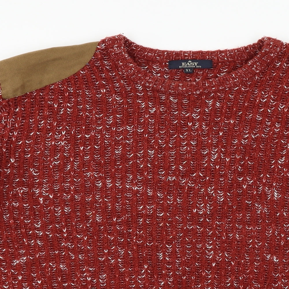 Easy Mens Red  Knit Pullover Jumper Size XL