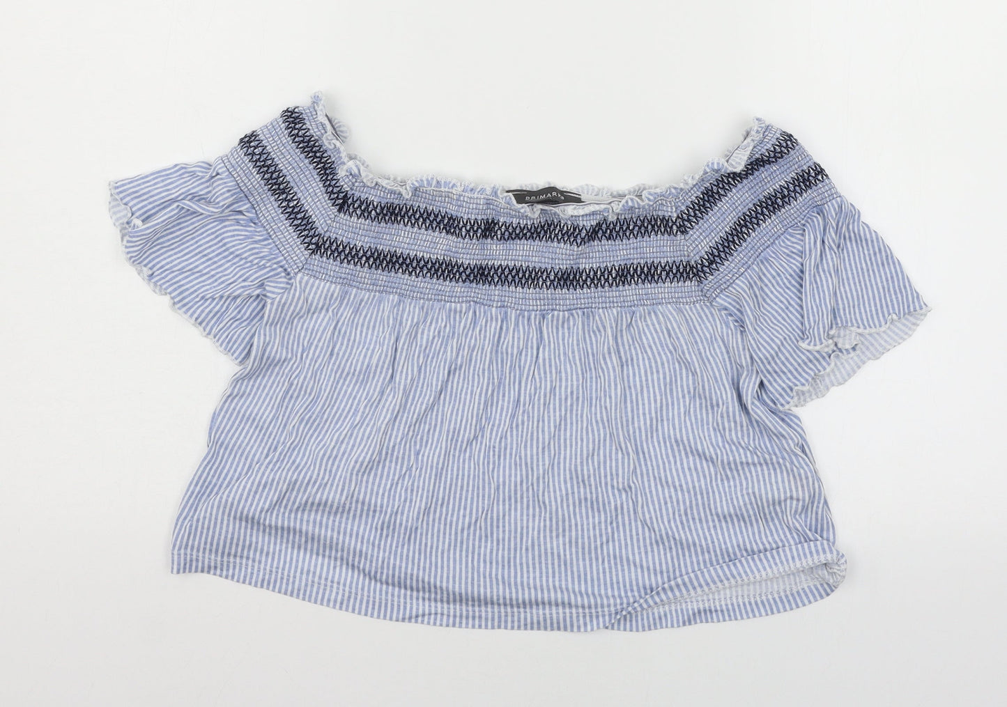 Primark Womens Blue Striped Jersey Basic T-Shirt Size 12