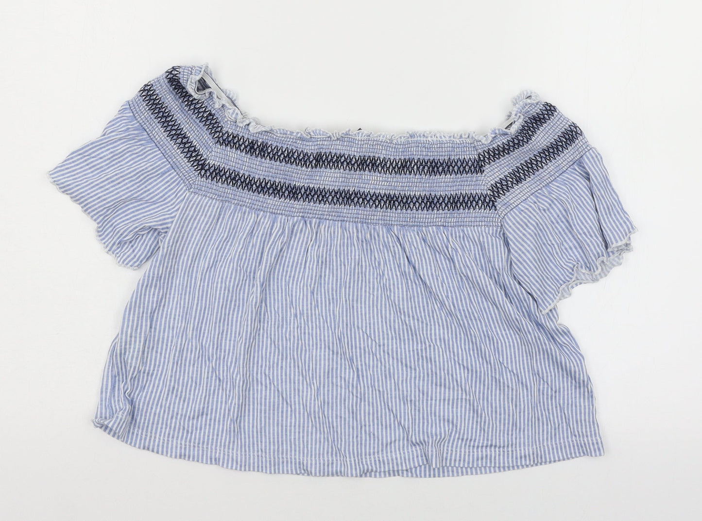 Primark Womens Blue Striped Jersey Basic T-Shirt Size 12