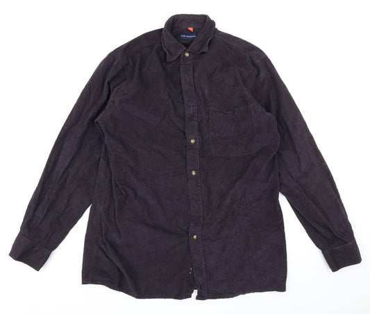 Tom Hagan Mens Blue  Corduroy  Button-Up Size M