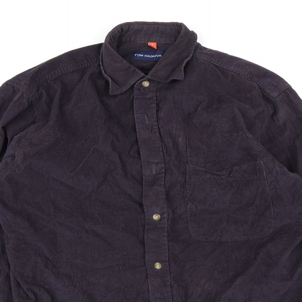 Tom Hagan Mens Blue  Corduroy  Button-Up Size M