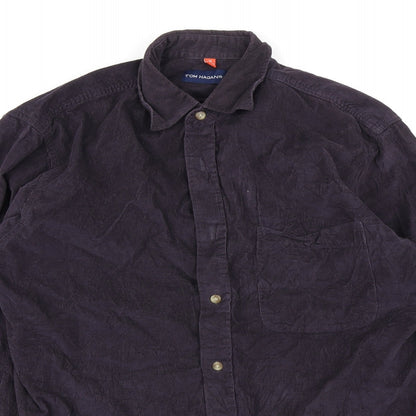 Tom Hagan Mens Blue  Corduroy  Button-Up Size M