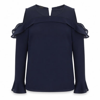 Front view of Atmosphere women’s blue basic blouse, size UK 12