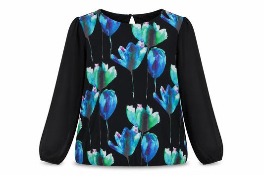 Quiz Womens Black Floral  Basic Blouse Size 10