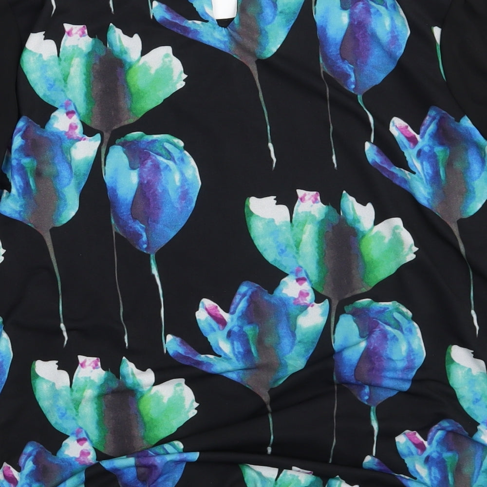Quiz Womens Black Floral  Basic Blouse Size 10