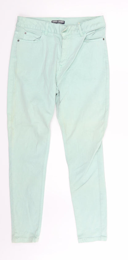 M&S Womens Green  Denim Skinny Jeans Size 14 L26 in