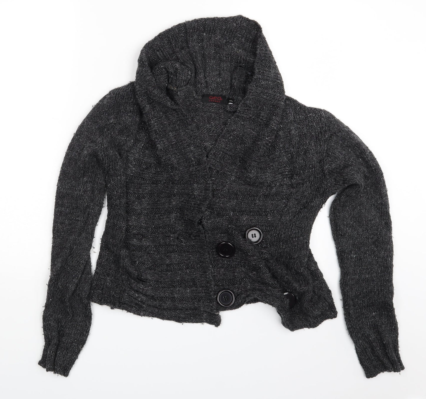 Womens UK Size M QED London Grey Cardigan Jumper