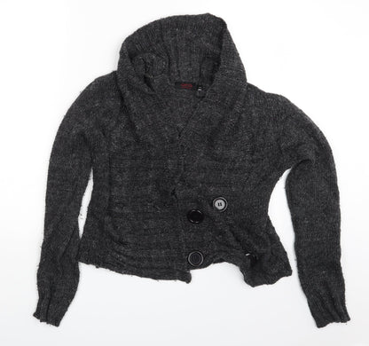 Womens UK Size M QED London Grey Cardigan Jumper