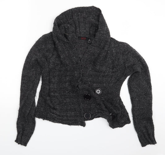 Womens UK Size M QED London Grey Cardigan Jumper