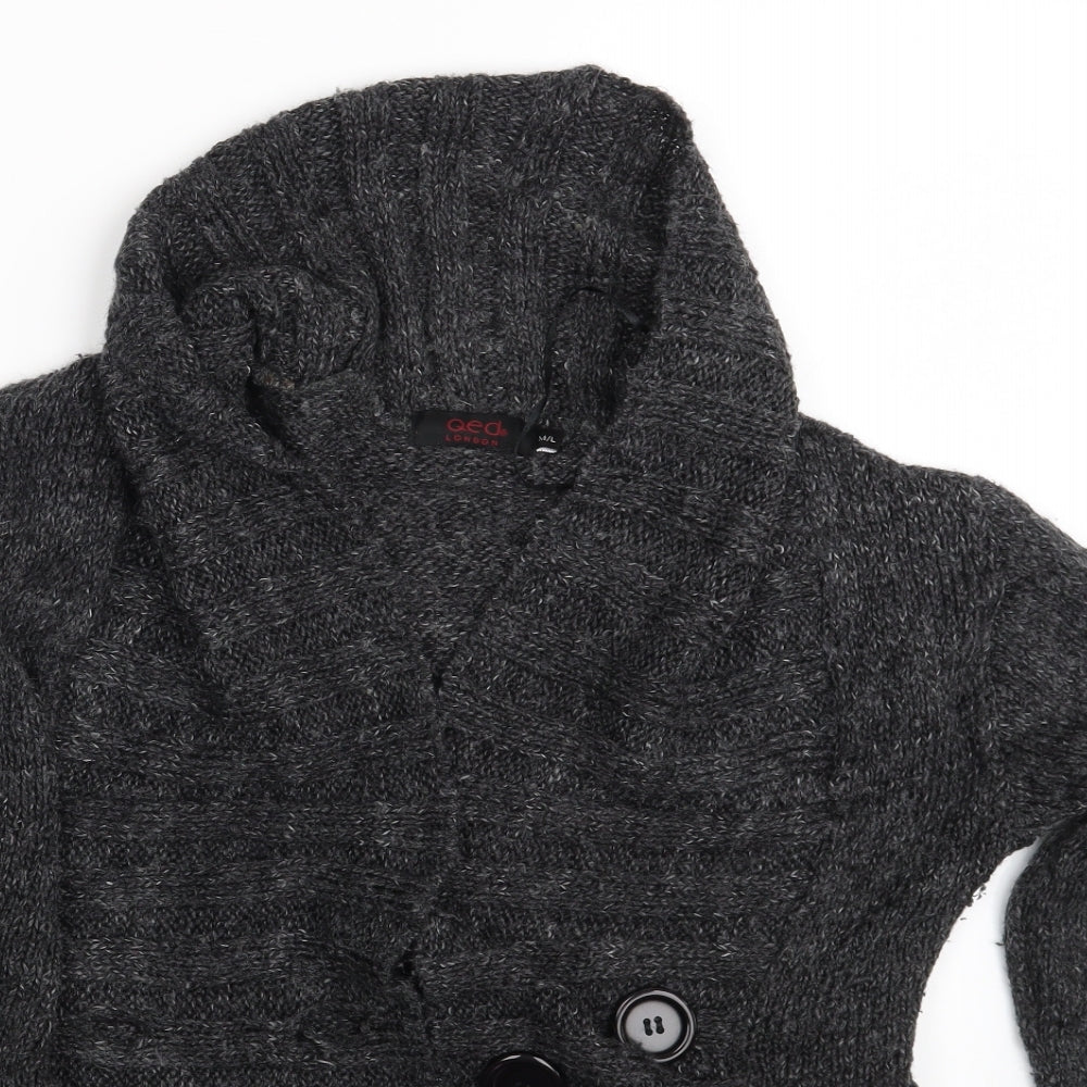 Womens UK Size M QED London Grey Cardigan Jumper