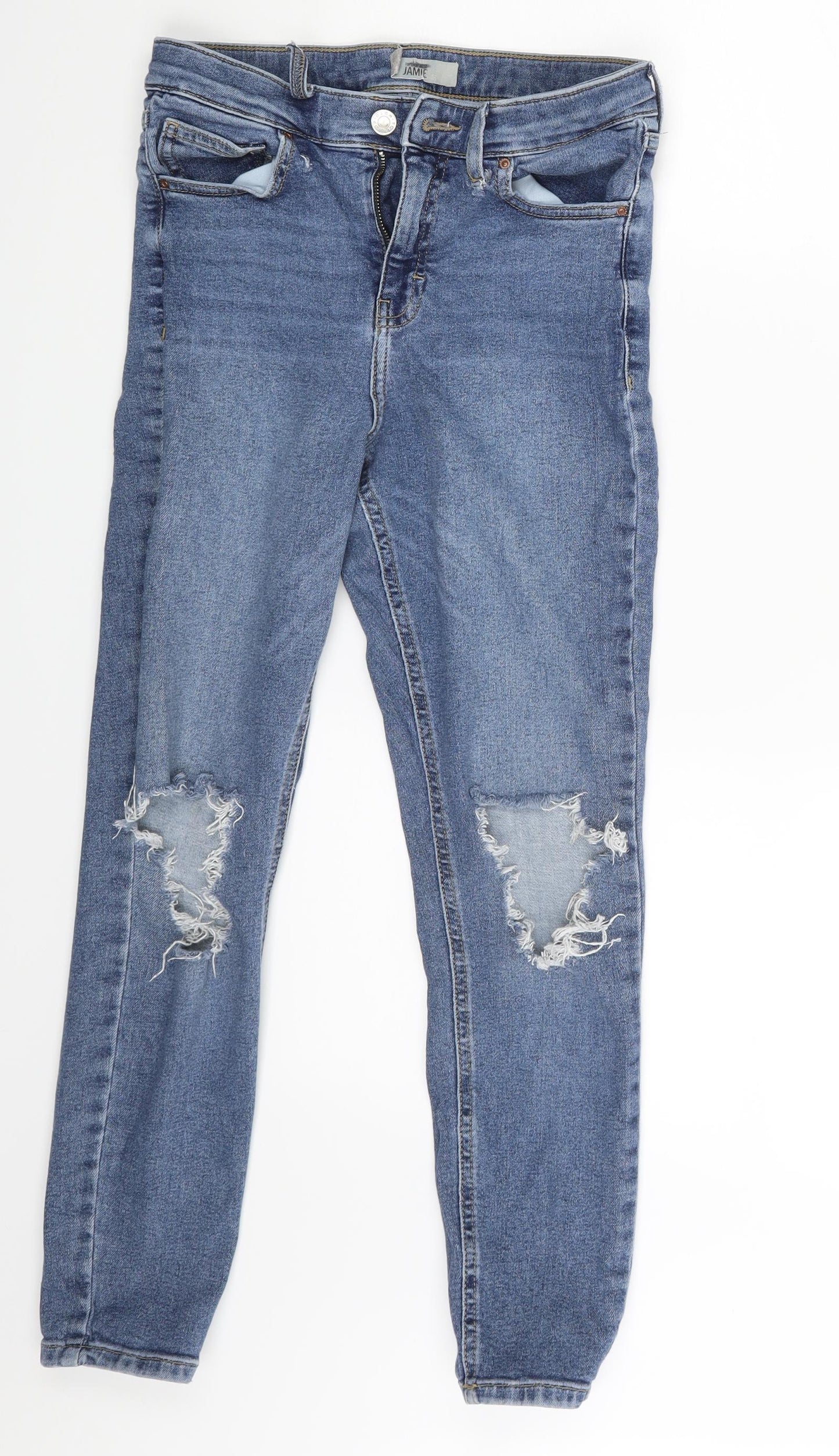 Topshop Womens Blue  Denim Skinny Jeans Size 28 in L24 in