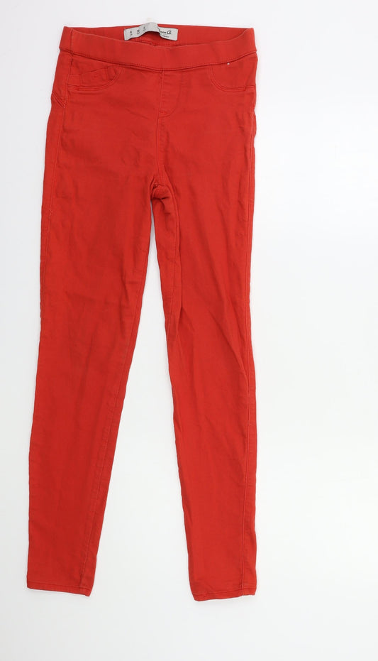 Denim & Co. Womens Red  Denim Jegging Jeans Size 8 L28 in