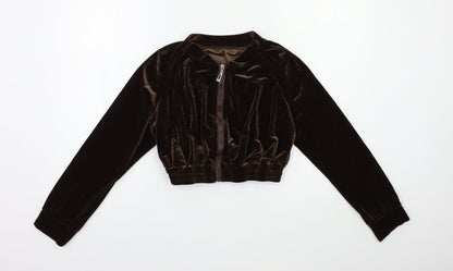 Preworn Womens Brown  Velour Full Zip Sweatshirt Size M
