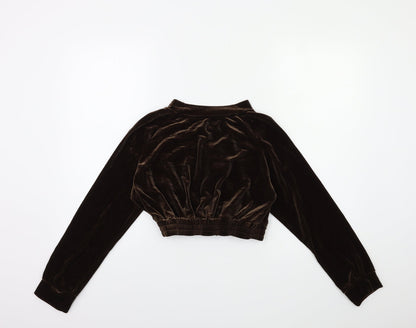 Preworn Womens Brown  Velour Full Zip Sweatshirt Size M
