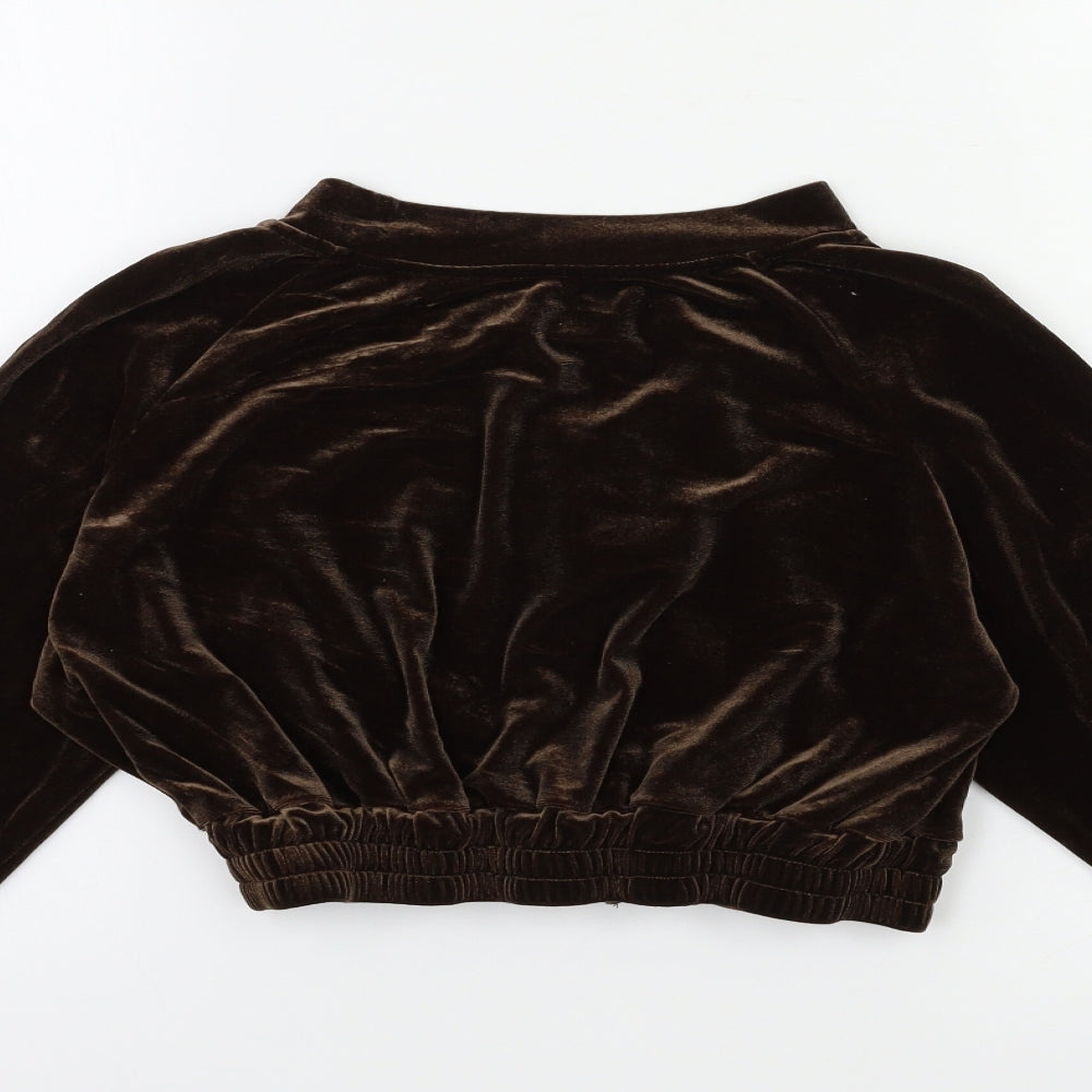 Preworn Womens Brown  Velour Full Zip Sweatshirt Size M