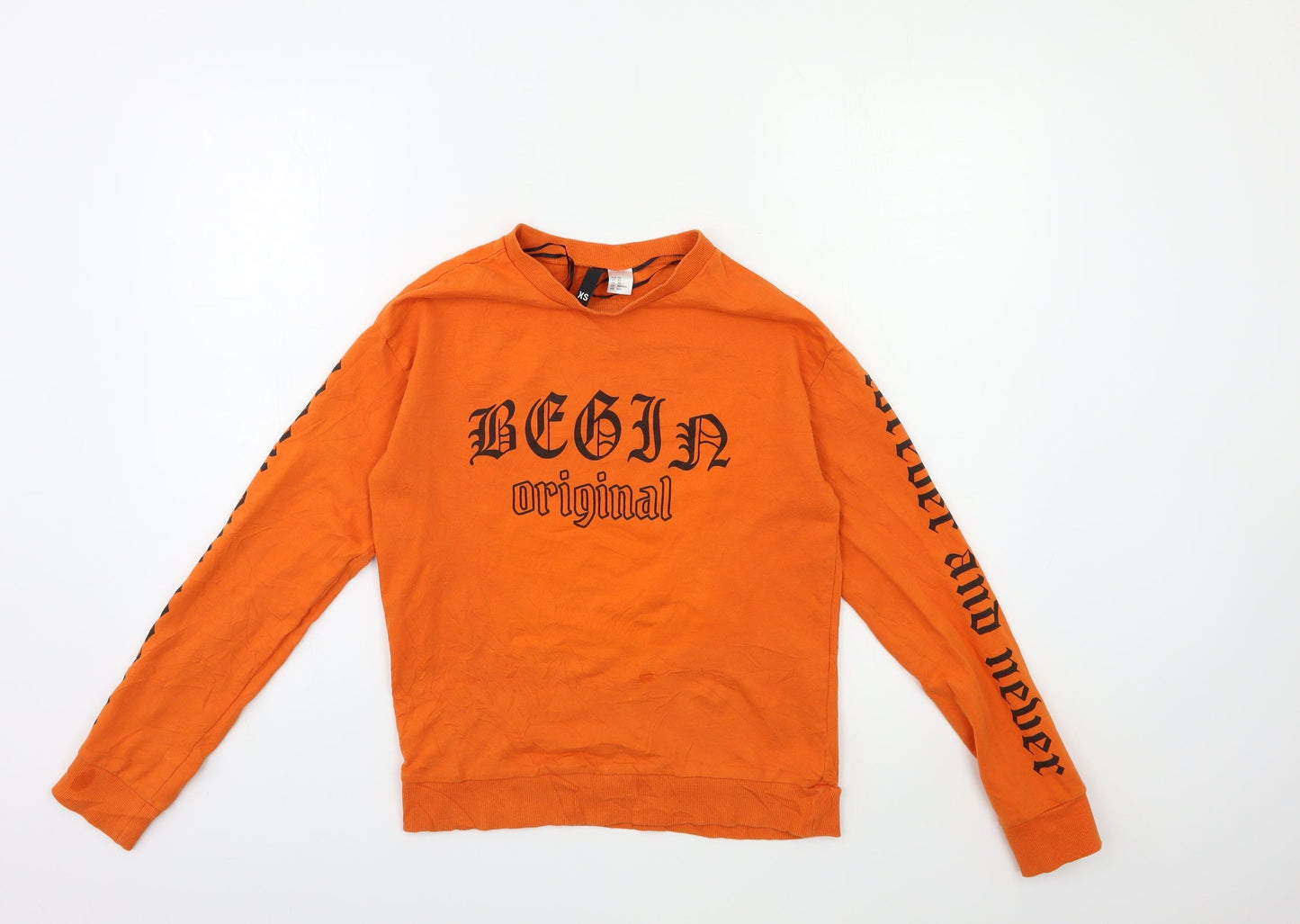 H&M Womens Orange   Pullover Sweatshirt Size XS