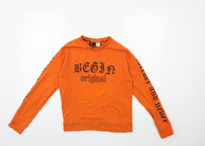 H&M Womens Orange   Pullover Sweatshirt Size XS