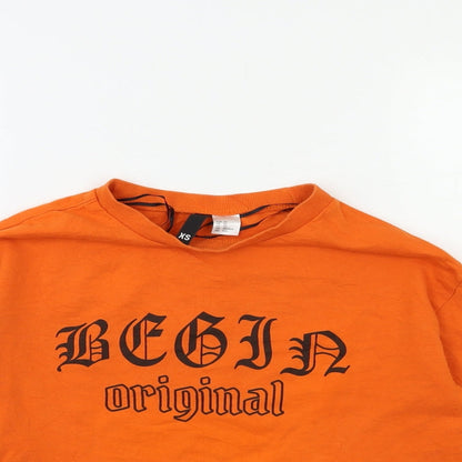 H&M Womens Orange   Pullover Sweatshirt Size XS