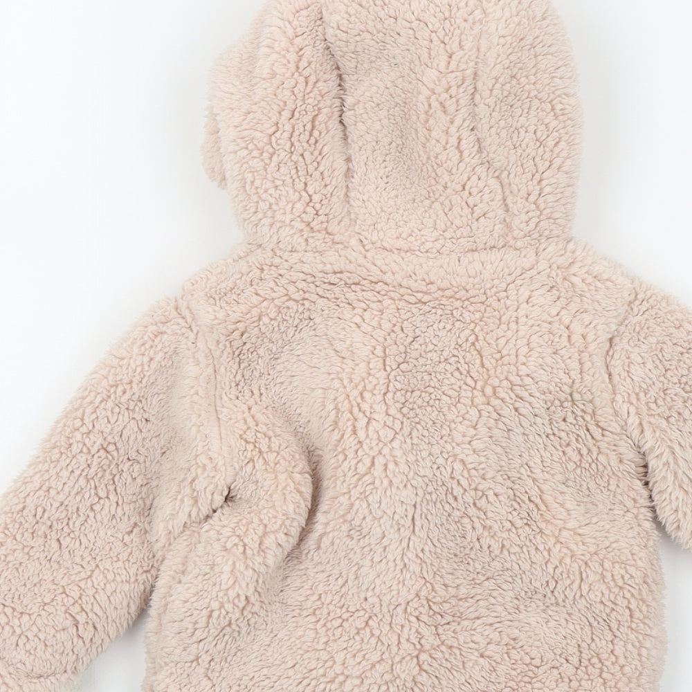 Preworn Girls Pink Colourblock  Basic Coat Jacket Size 6-9 Months