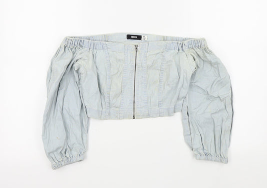 BDG Womens Blue Colourblock  Basic Button-Up Size S