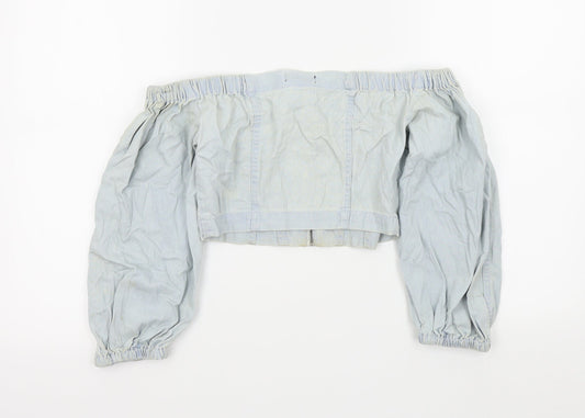 BDG Womens Blue Colourblock  Basic Button-Up Size S