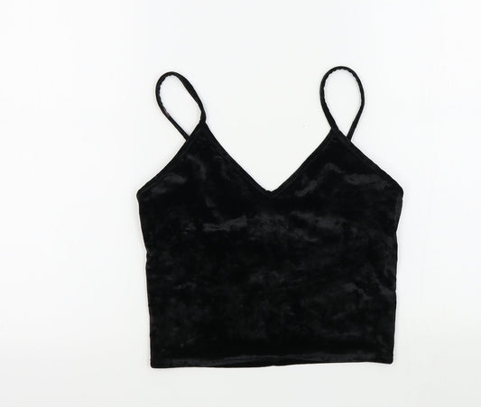 Womens UK Size M Sparkle & Fade Black Basic T-Shirt