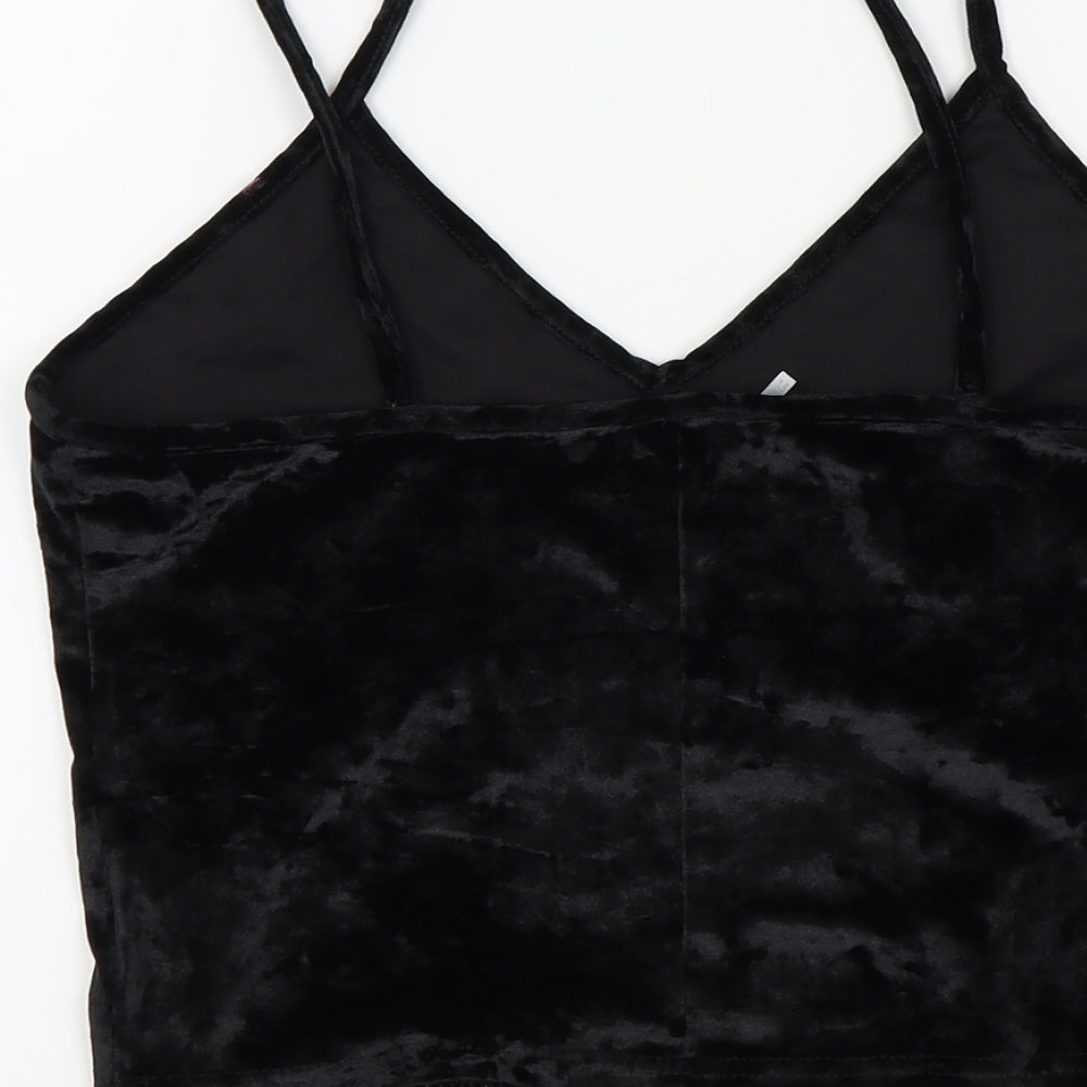 Womens UK Size M Sparkle & Fade Black Basic T-Shirt