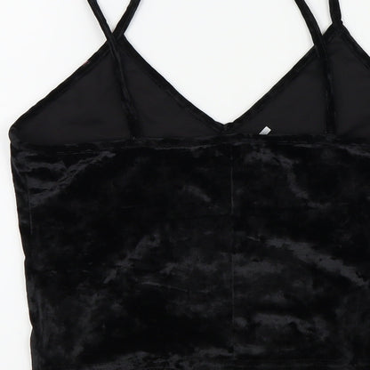 Womens UK Size M Sparkle & Fade Black Basic T-Shirt