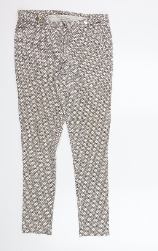 TU Womens Beige Geometric  Trousers  Size 14 L28 in