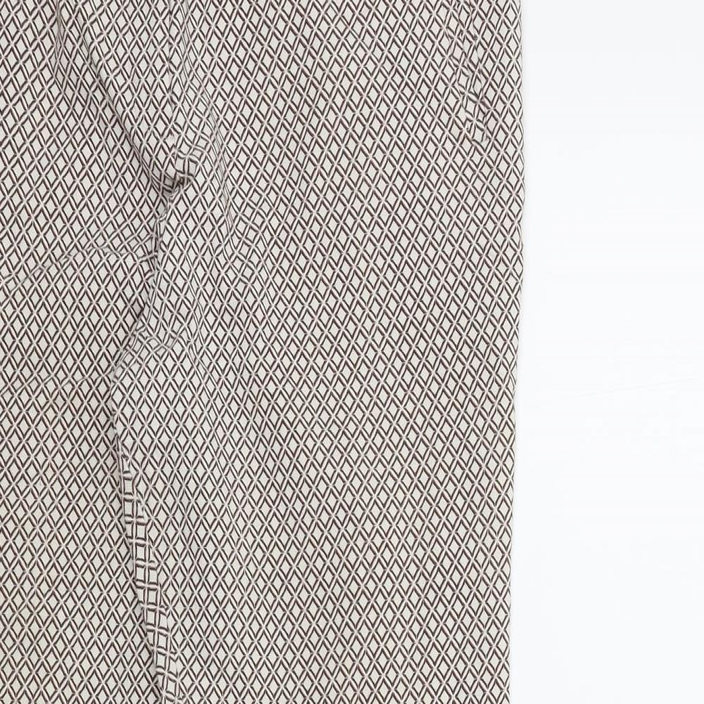 TU Womens Beige Geometric  Trousers  Size 14 L28 in
