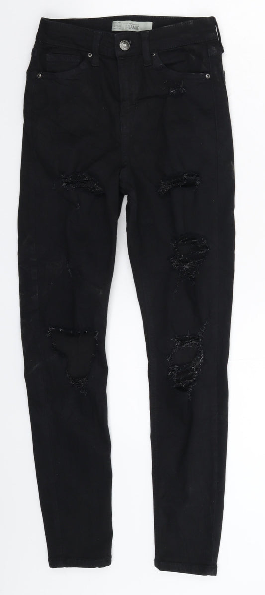 Topshop Womens Black  Denim Skinny Jeans Size 25 in L26 in