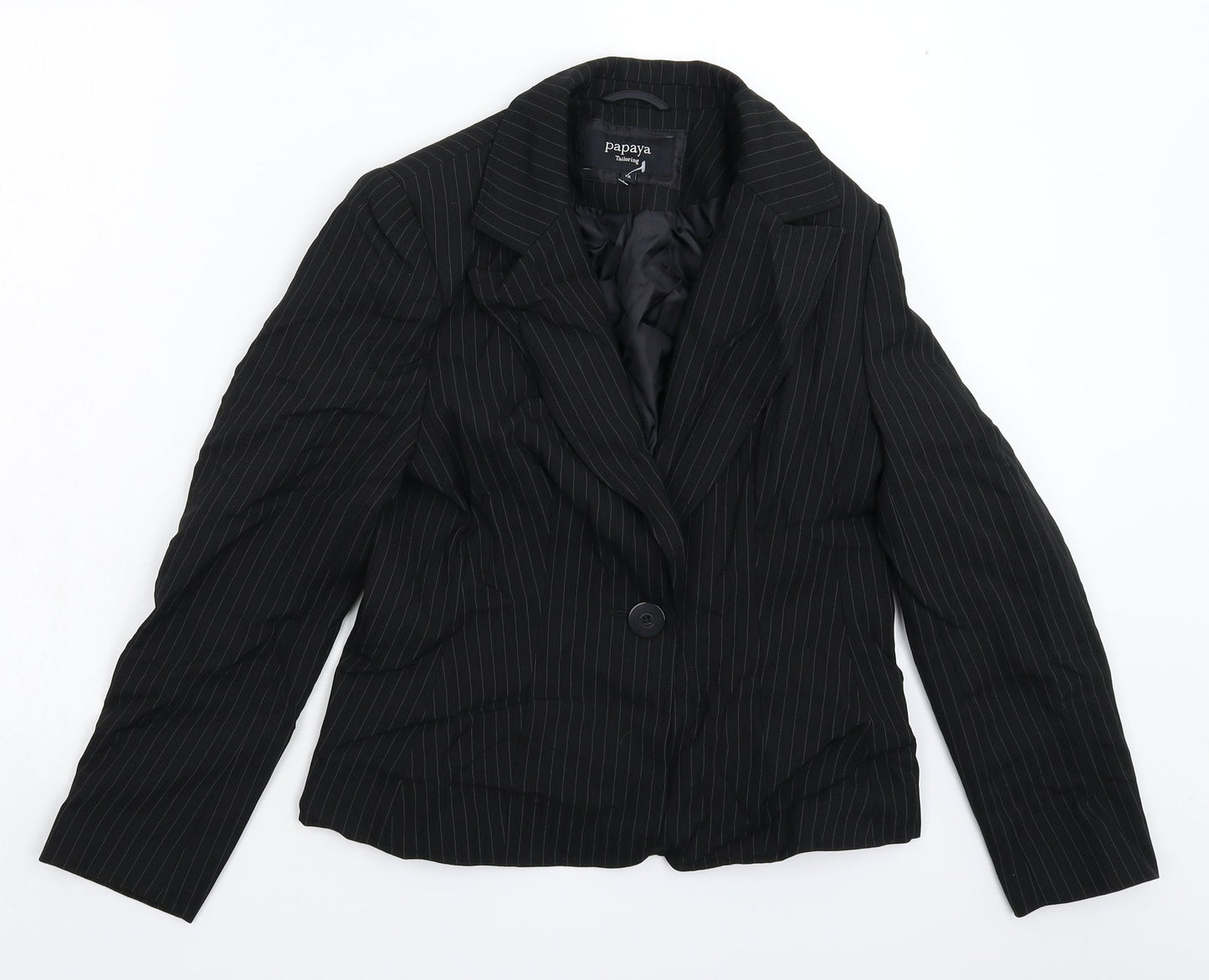 Papaya Womens Black Striped  Jacket Suit Jacket Size 12