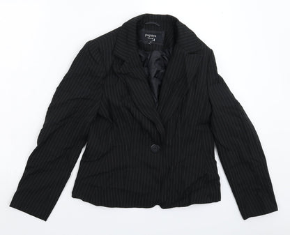 Papaya Womens Black Striped  Jacket Suit Jacket Size 12