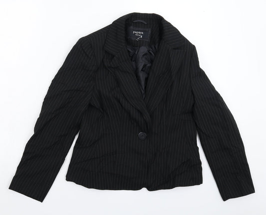 Papaya Womens Black Striped  Jacket Suit Jacket Size 12