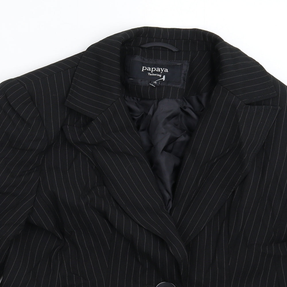 Papaya Womens Black Striped  Jacket Suit Jacket Size 12