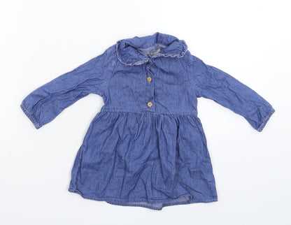 Primark Girls Blue  Denim Shirt Dress  Size 9-12 Months