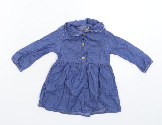 Primark Girls Blue  Denim Shirt Dress  Size 9-12 Months