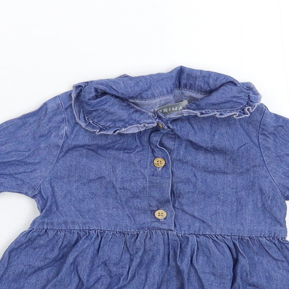 Primark Girls Blue  Denim Shirt Dress  Size 9-12 Months