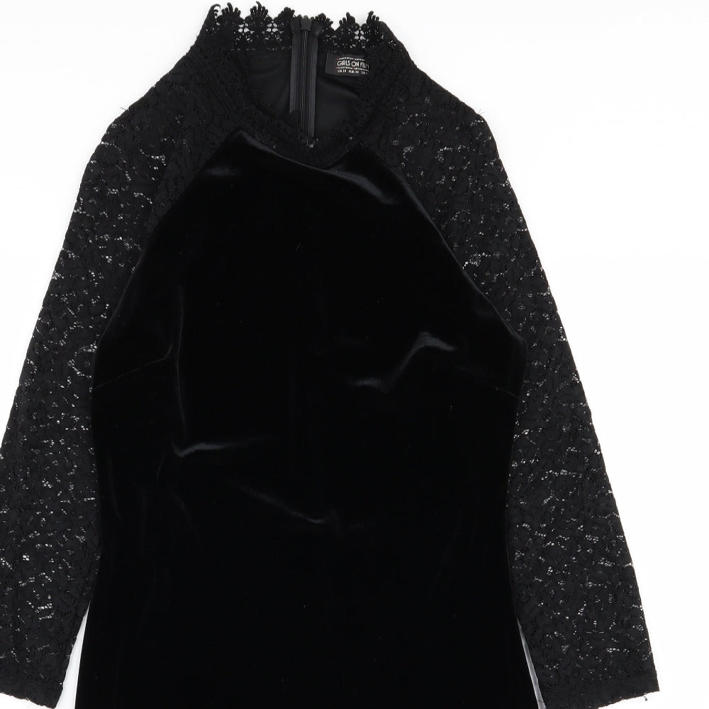 Girls On Film Womens Black Floral  A-Line  Size 10