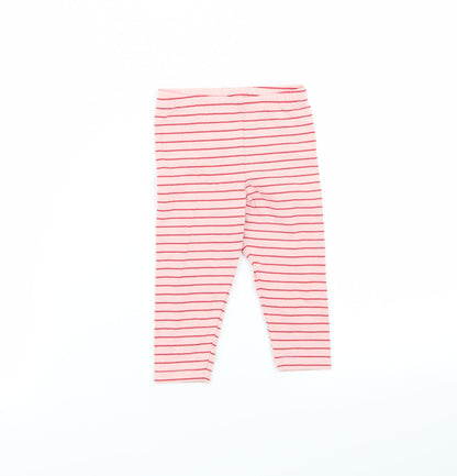 fred and flo Girls Pink Striped  Jogger Trousers Size 9 Months  - leggings