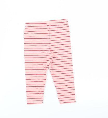 fred and flo Girls Pink Striped  Jogger Trousers Size 9 Months  - leggings